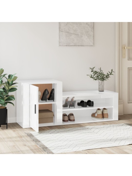 Botník bílý s vysokým leskem 130x35x54 cm kompozitní dřevo