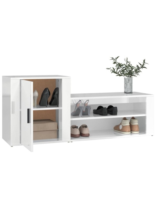 Botník bílý s vysokým leskem 130x35x54 cm kompozitní dřevo