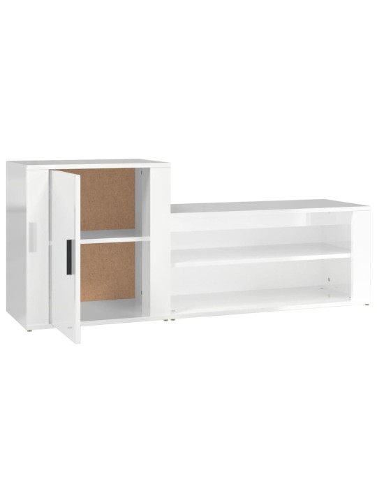 Botník bílý s vysokým leskem 130x35x54 cm kompozitní dřevo