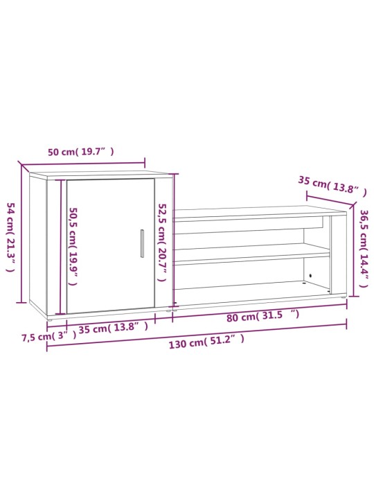 Botník bílý s vysokým leskem 130x35x54 cm kompozitní dřevo