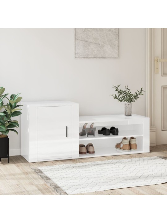 Botník bílý s vysokým leskem 130x35x54 cm kompozitní dřevo