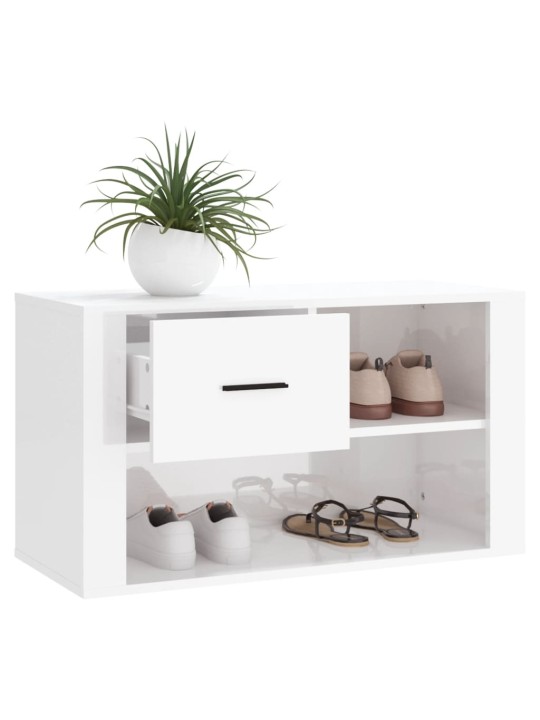 Botník bílý s vysokým leskem 80 x 35 x 45 cm kompozitní dřevo