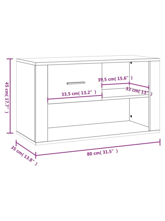 Botník bílý s vysokým leskem 80 x 35 x 45 cm kompozitní dřevo