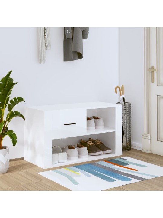 Botník bílý s vysokým leskem 80 x 35 x 45 cm kompozitní dřevo
