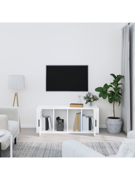 TV skříňka lesklá bílá 100x35x40 cm kompozitní dřevo