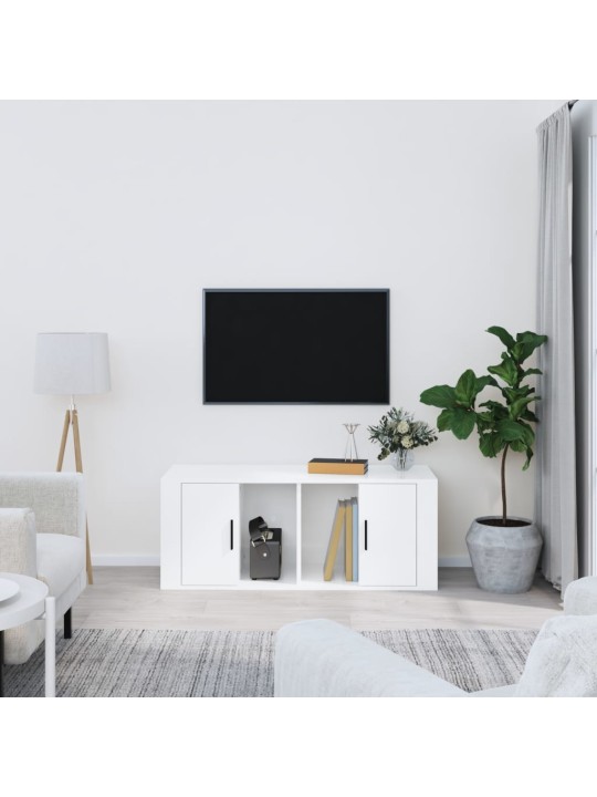 TV skříňka lesklá bílá 100x35x40 cm kompozitní dřevo
