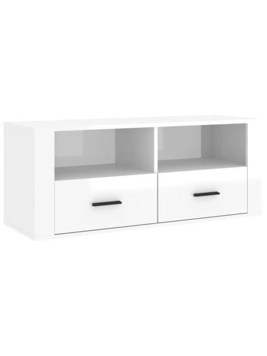 TV skříňka lesklá bílá 100x35x40 cm kompozitní dřevo