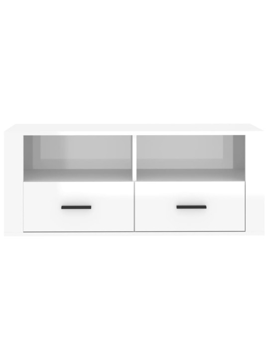 TV skříňka lesklá bílá 100x35x40 cm kompozitní dřevo
