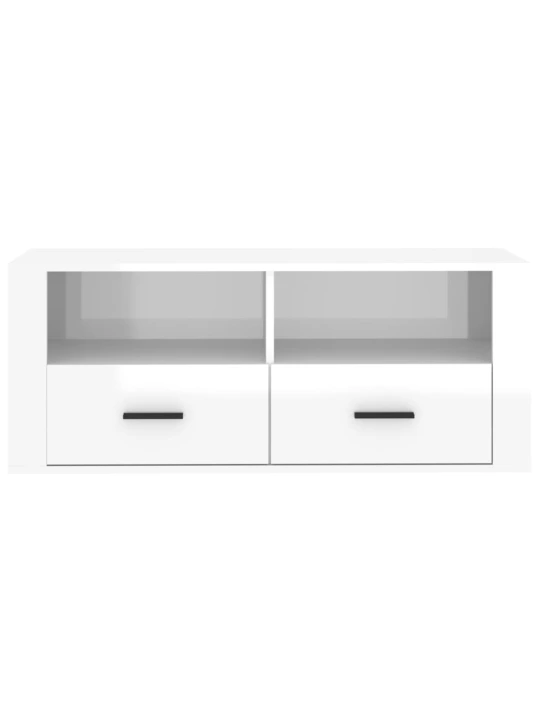 TV skříňka lesklá bílá 100x35x40 cm kompozitní dřevo