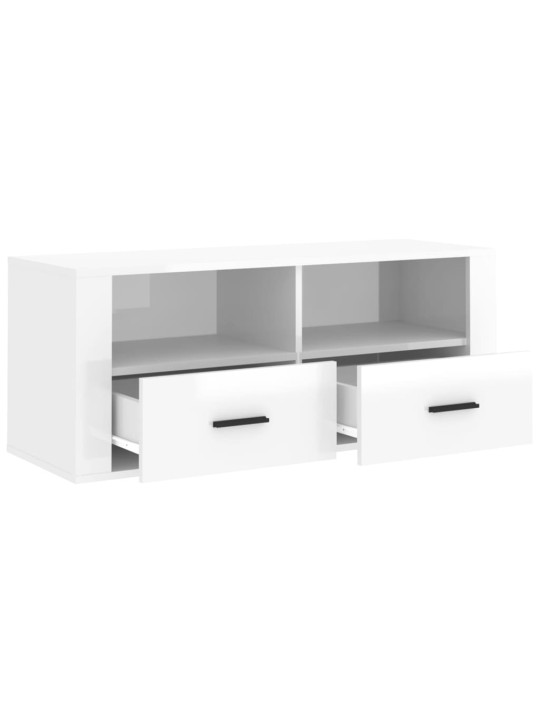 TV skříňka lesklá bílá 100x35x40 cm kompozitní dřevo