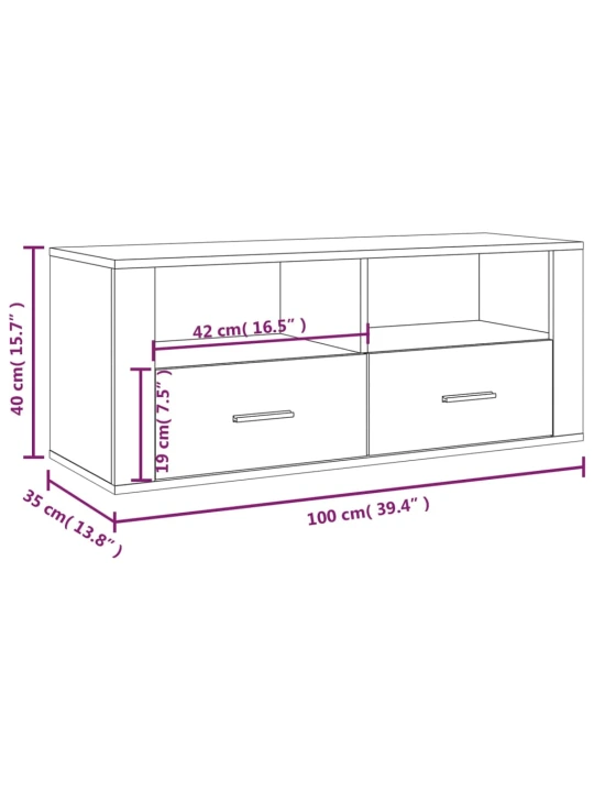 TV skříňka lesklá bílá 100x35x40 cm kompozitní dřevo
