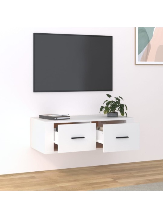 Závěsná TV skříňka bílá 80 x 36 x 25 cm kompozitní dřevo