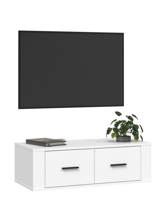 Závěsná TV skříňka bílá 80 x 36 x 25 cm kompozitní dřevo