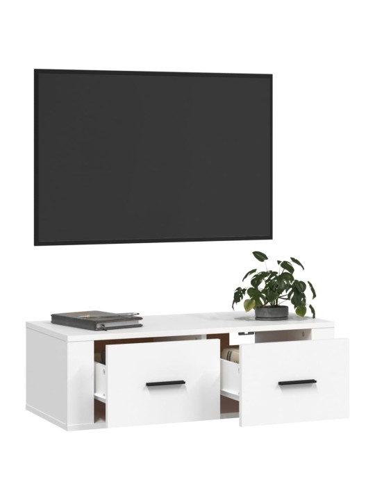 Závěsná TV skříňka bílá 80 x 36 x 25 cm kompozitní dřevo