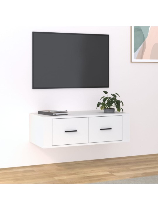 Závěsná TV skříňka bílá 80 x 36 x 25 cm kompozitní dřevo