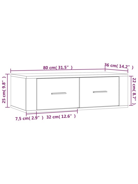 Závěsná TV skříňka betonově šedá 80x36x25 cm kompozitní dřevo