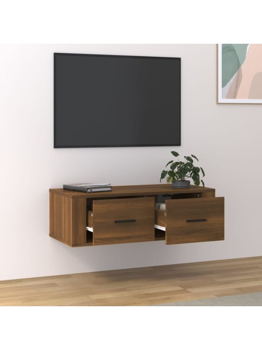 Závěsná TV skříňka hnědý dub 80 x 36 x 25 cm kompozitní dřevo