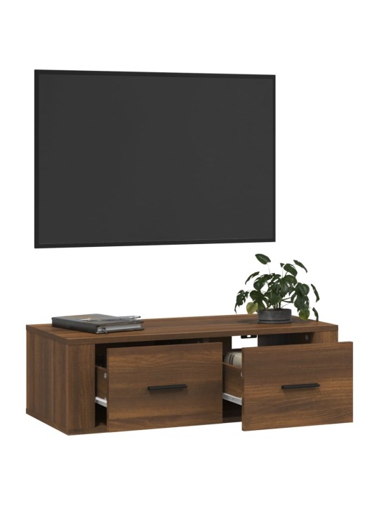 Závěsná TV skříňka hnědý dub 80 x 36 x 25 cm kompozitní dřevo