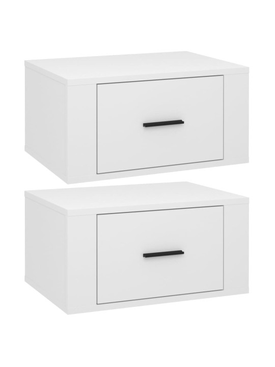 Nástěnné noční stolky 2 ks bílé s vysokým leskem 50x36x25 cm