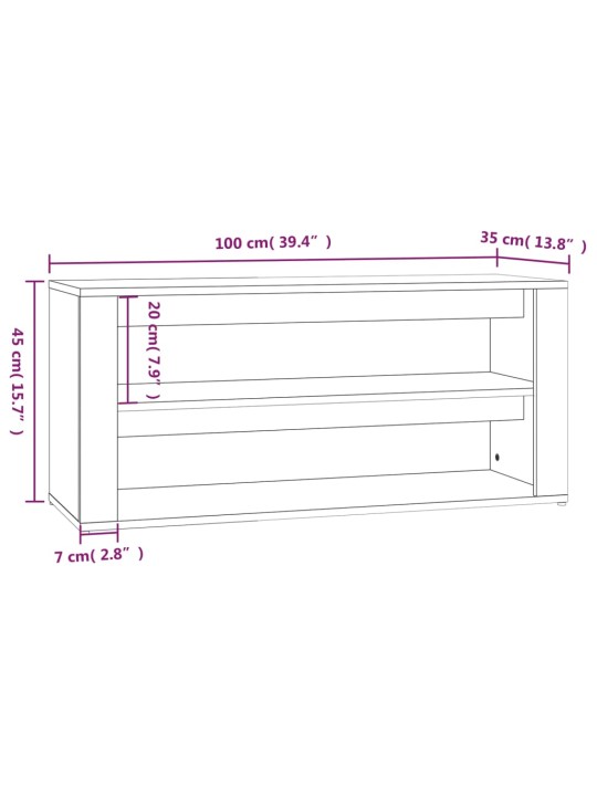 Botník betonově šedý 100 x 35 x 45 cm kompozitní dřevo