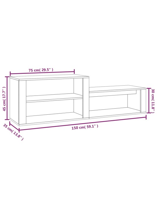 Botník bílý s vysokým leskem 150 x 35 x 45 cm kompozitní dřevo