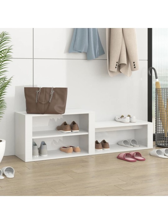 Botník bílý s vysokým leskem 150 x 35 x 45 cm kompozitní dřevo