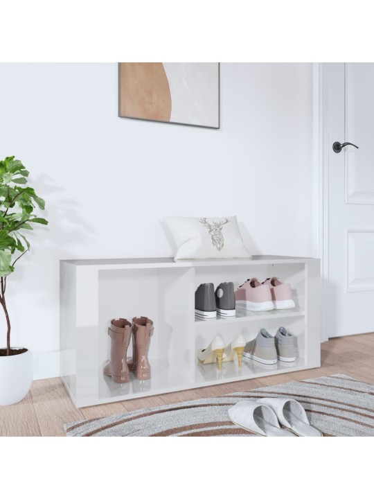 Botník bílý s vysokým leskem 100 x 35 x 45 cm kompozitní dřevo