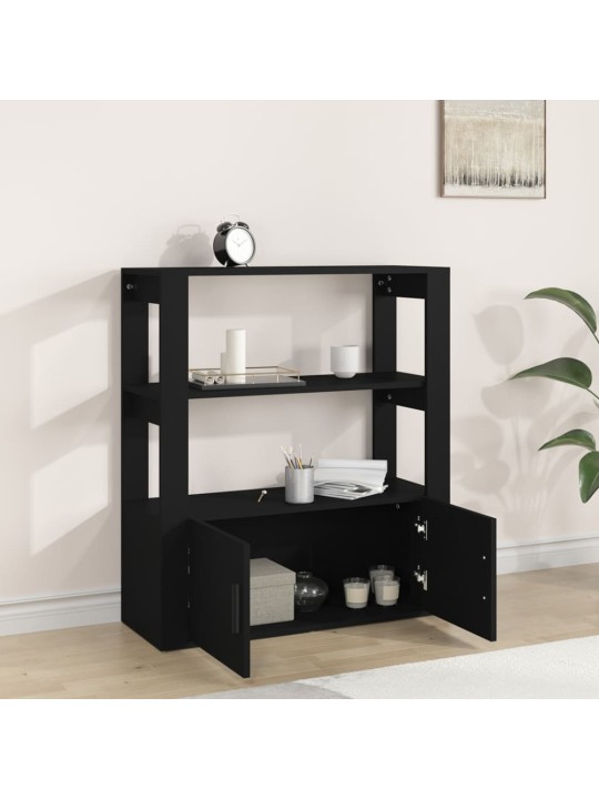 Příborník černý 80 x 30 x 90 cm kompozitní dřevo