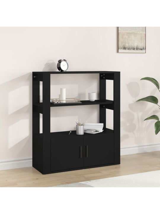 Příborník černý 80 x 30 x 90 cm kompozitní dřevo