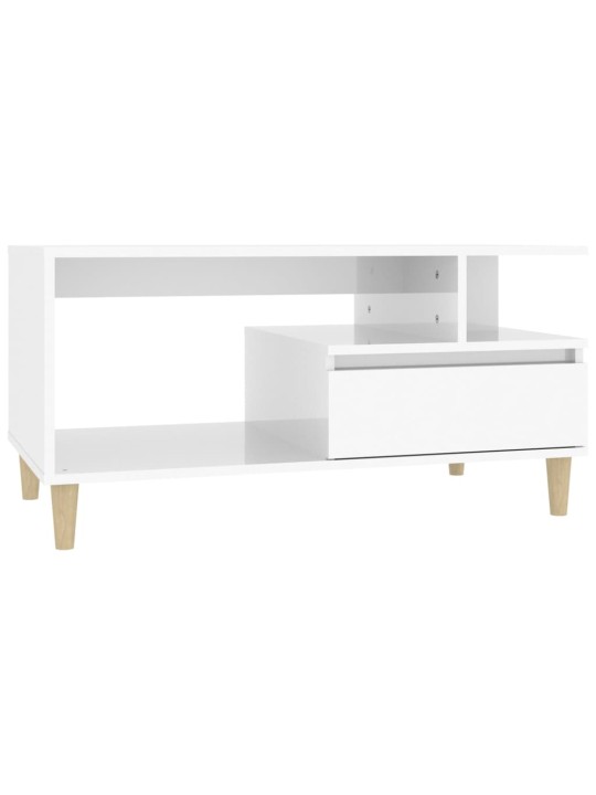Konferenční stolek lesklý bílý 90x49x45 cm kompozitní dřevo