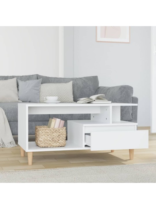Konferenční stolek lesklý bílý 90x49x45 cm kompozitní dřevo
