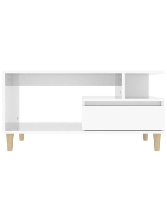 Konferenční stolek lesklý bílý 90x49x45 cm kompozitní dřevo