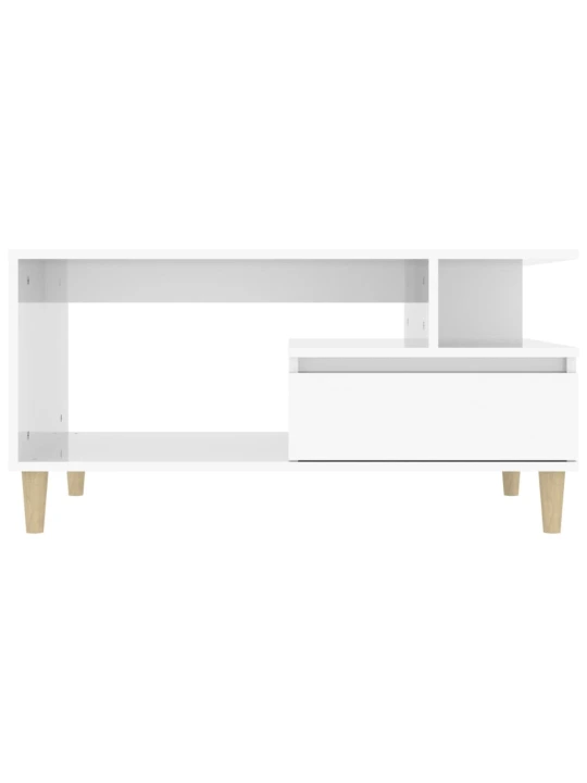 Konferenční stolek lesklý bílý 90x49x45 cm kompozitní dřevo