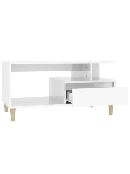Konferenční stolek lesklý bílý 90x49x45 cm kompozitní dřevo