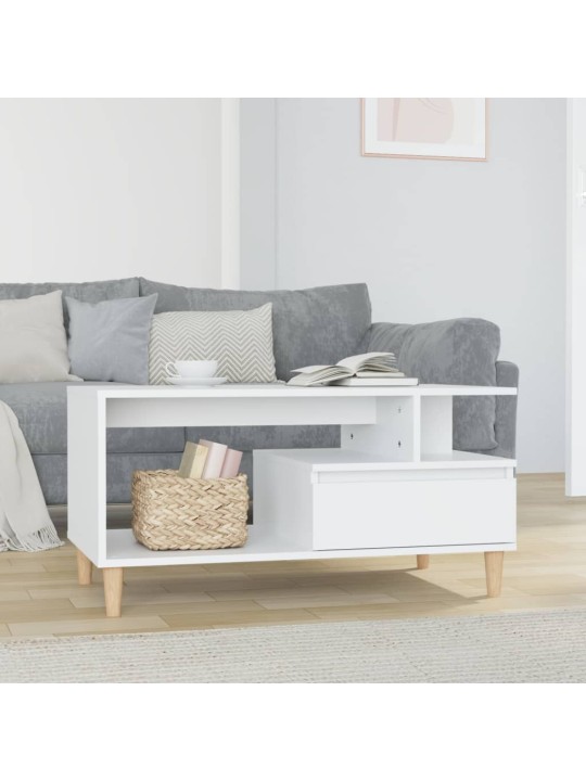 Konferenční stolek lesklý bílý 90x49x45 cm kompozitní dřevo
