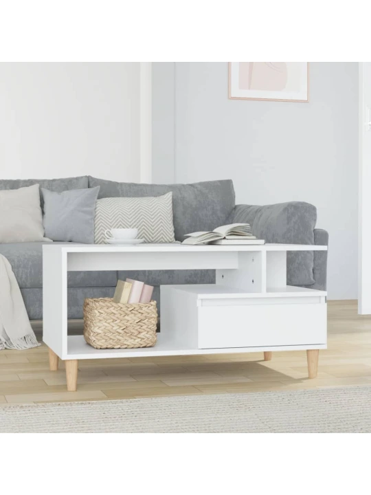Konferenční stolek lesklý bílý 90x49x45 cm kompozitní dřevo