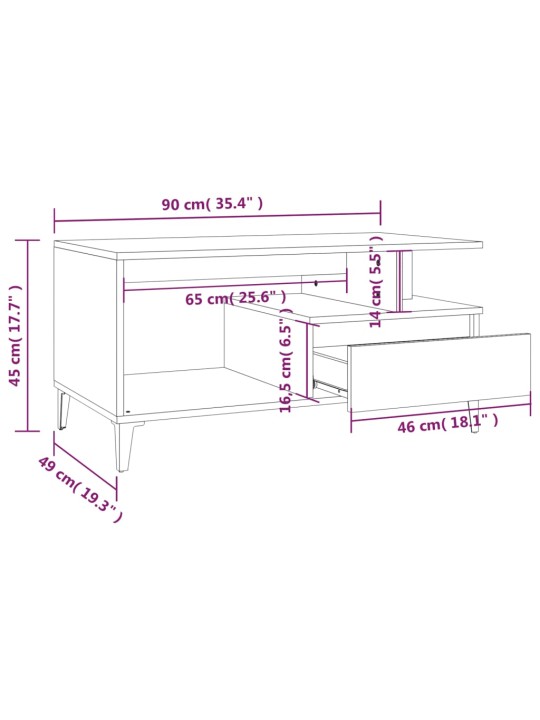Konferenční stolek dub sonoma 90x49x45 cm kompozitní dřevo