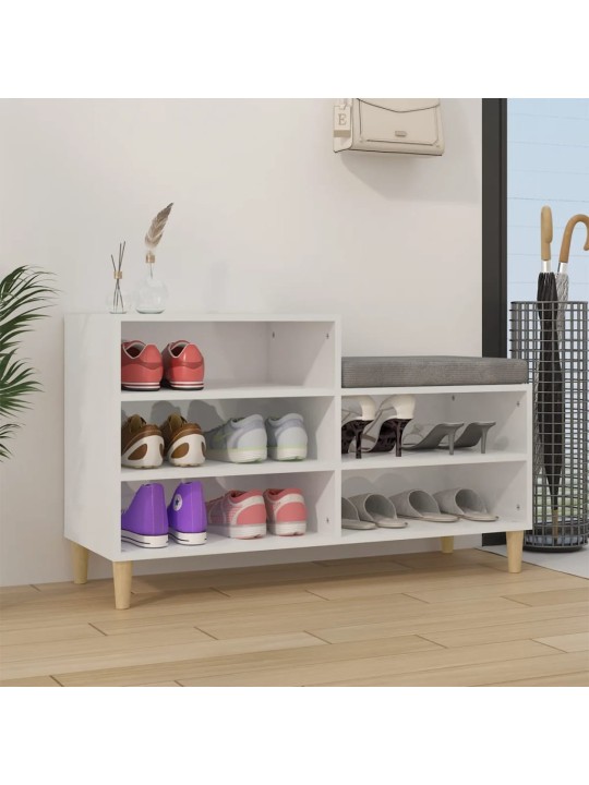 Botník bílý s vysokým leskem 102x36x60 cm kompozitní dřevo