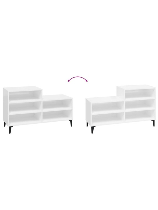Botník bílý s vysokým leskem 102x36x60 cm kompozitní dřevo