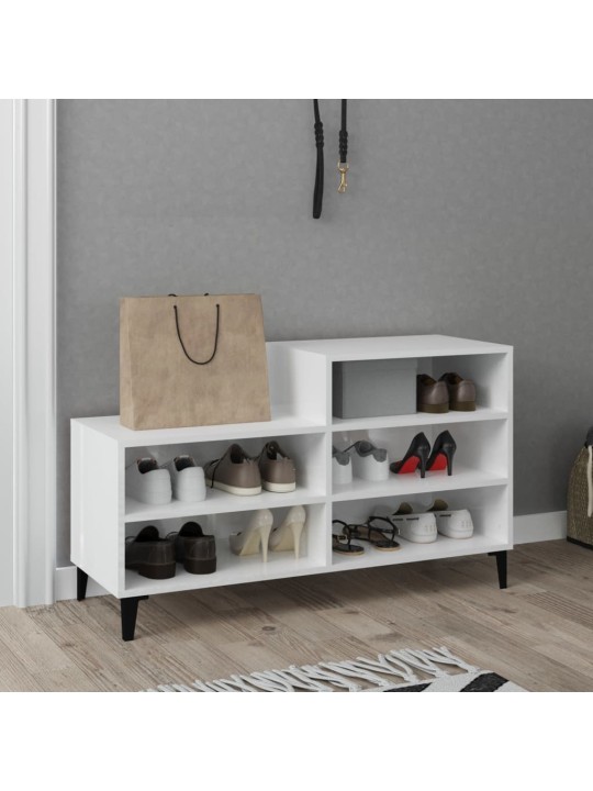 Botník bílý s vysokým leskem 102x36x60 cm kompozitní dřevo