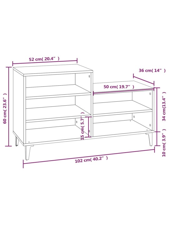 Botník bílý s vysokým leskem 102x36x60 cm kompozitní dřevo
