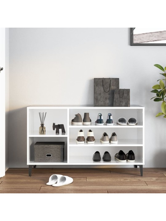 Botník bílý s vysokým leskem 102x36x60 cm kompozitní dřevo