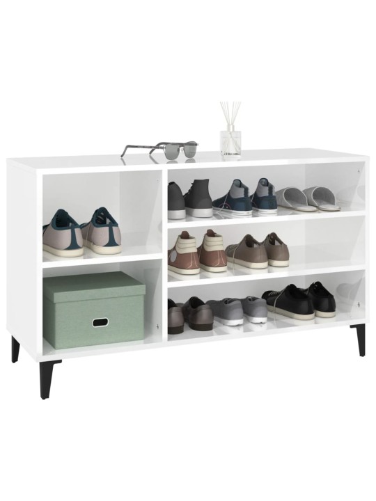 Botník bílý s vysokým leskem 102x36x60 cm kompozitní dřevo