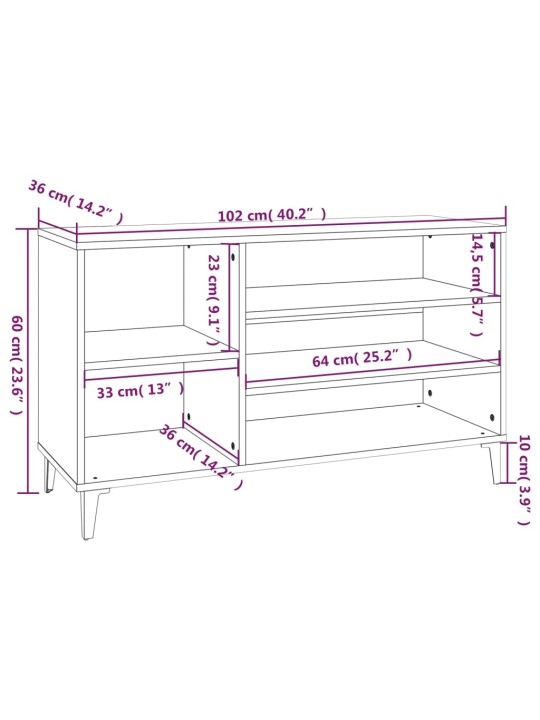 Botník bílý s vysokým leskem 102x36x60 cm kompozitní dřevo
