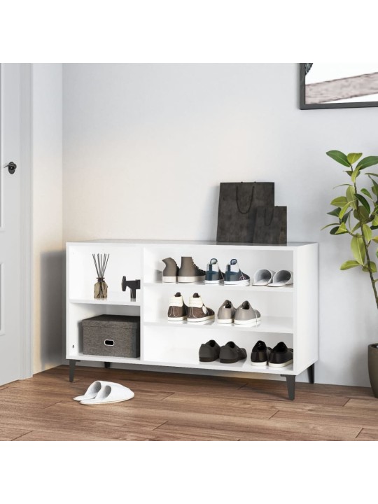 Botník bílý s vysokým leskem 102x36x60 cm kompozitní dřevo