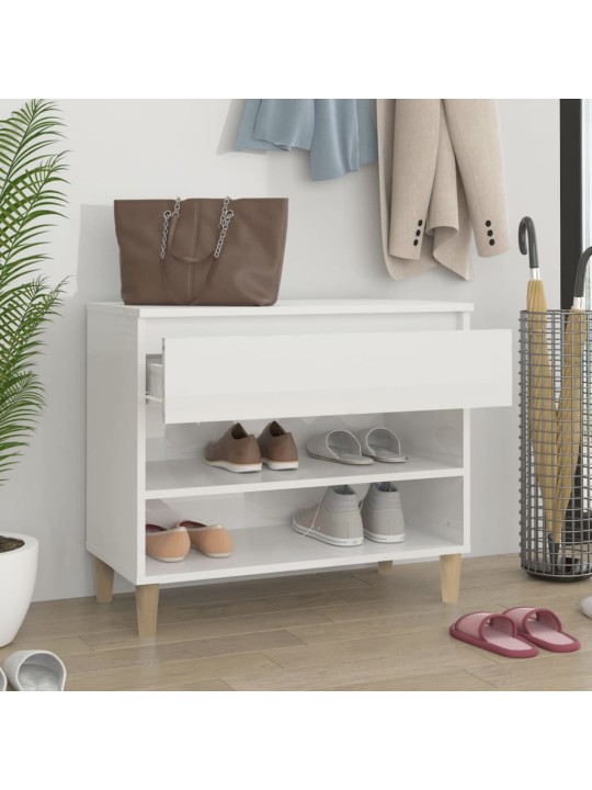 Botník bílý s vysokým leskem 70x36x60 cm kompozitní dřevo