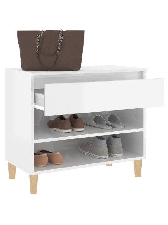 Botník bílý s vysokým leskem 70x36x60 cm kompozitní dřevo