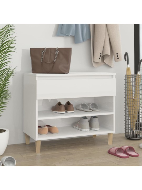 Botník bílý s vysokým leskem 70x36x60 cm kompozitní dřevo