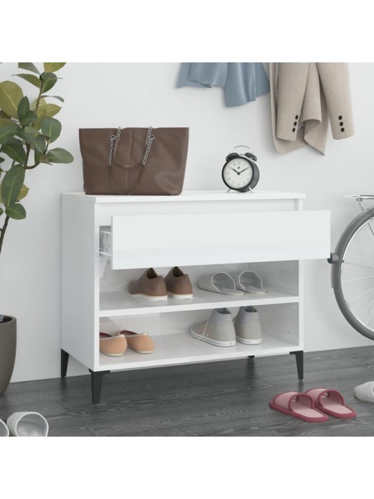 Botník bílý s vysokým leskem 70x36x60 cm kompozitní dřevo