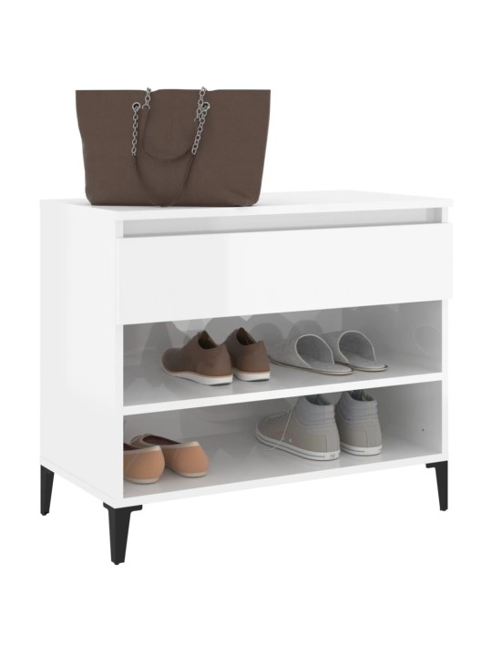 Botník bílý s vysokým leskem 70x36x60 cm kompozitní dřevo